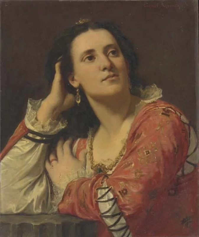 Ritratto di giovane donna appoggiata ad una colonna